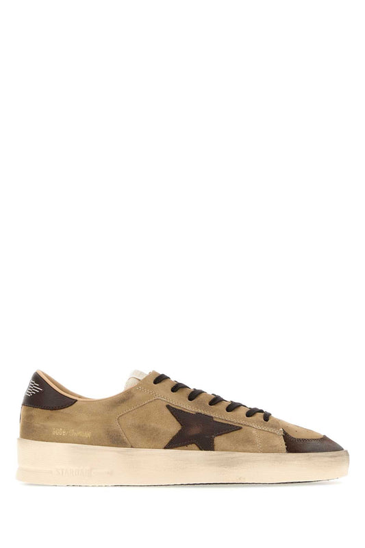 Golden Goose Deluxe Brand Suede and Leather Star-Patch Sneaker — Beige