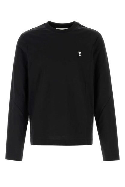 AMI Paris Embroidered Heart Logo Sweatshirt — Black