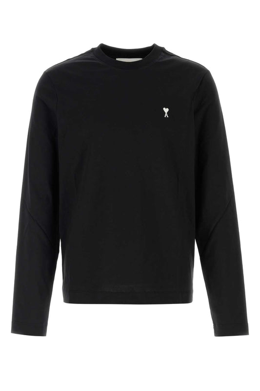 AMI Paris Embroidered Heart Logo Sweatshirt — Black