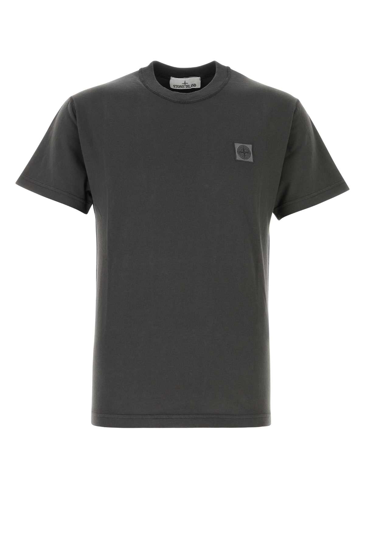 Stone Island Logo-Embroidered Cotton T-shirt — Gray