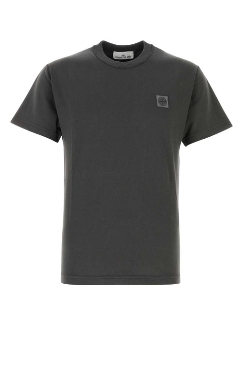 Stone Island Logo-Embroidered Cotton T-shirt — Gray