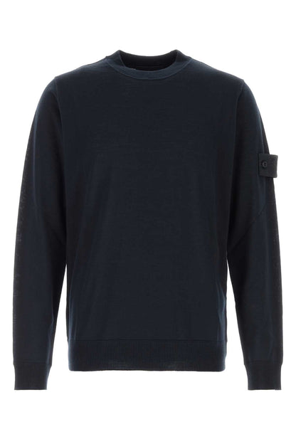 Stone Island Virgin Wool Crew-Neck Sweater — Navy