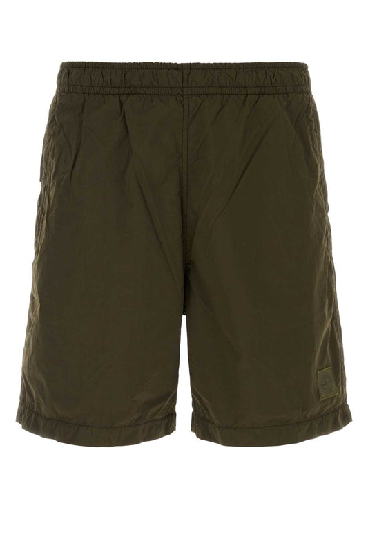 Stone Island Nylon Cargo Shorts — Green