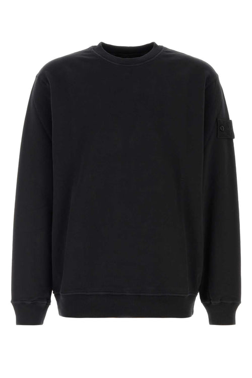 Stone Island Cotton-Blend Crew Sweatshirt — Black