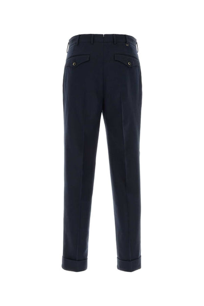 Pt Torino Cotton-Blend Tailored Trousers — Navy