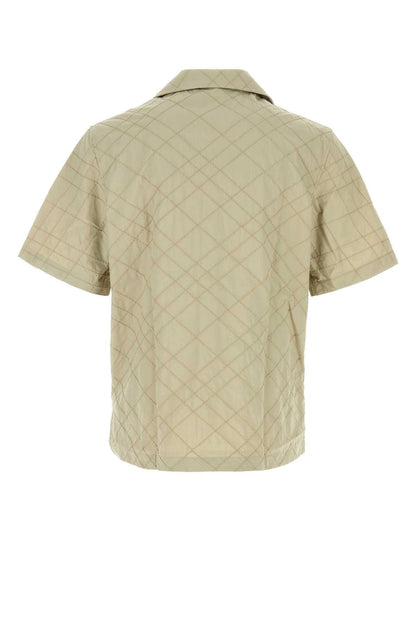 Burberry Diamond-Quilted Cotton Shirt — Beige