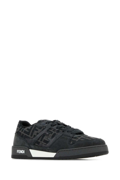 Fendi Logo-Jacquard Low-Top Sneaker — Black