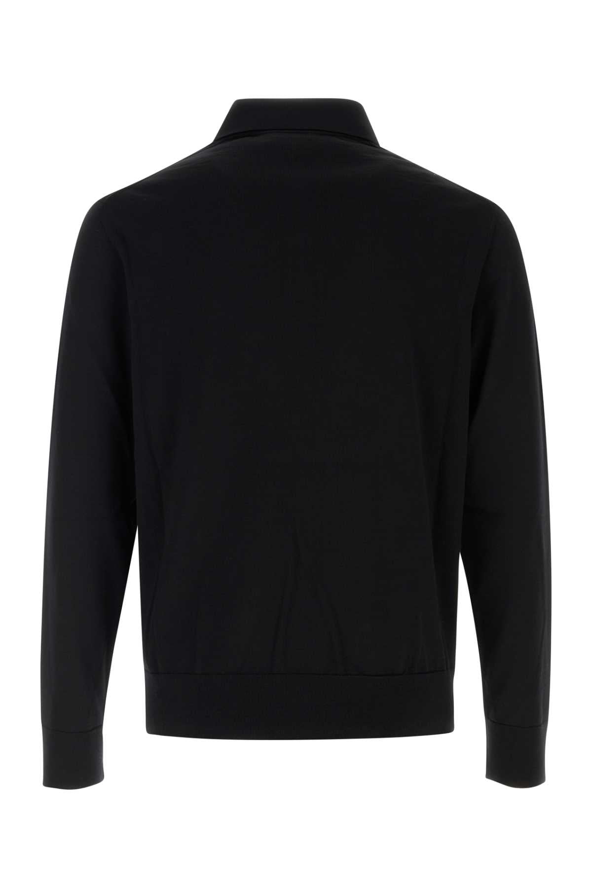 Burberry Wool Logo-Embroidered Polo — Black