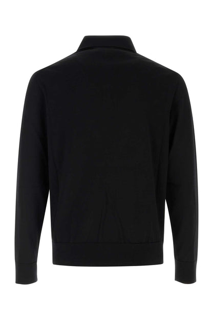 Burberry Wool Logo-Embroidered Polo — Black