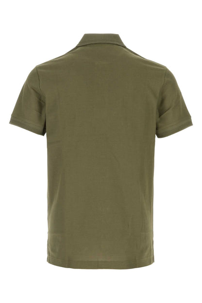 Burberry Logo-Embroidered Piquet Cotton Polo Shirt — Olive