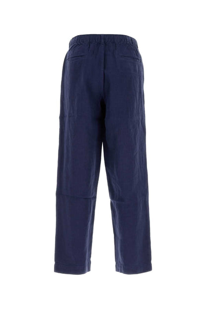 Polo Ralph Lauren Pleated Linen Trousers — Navy