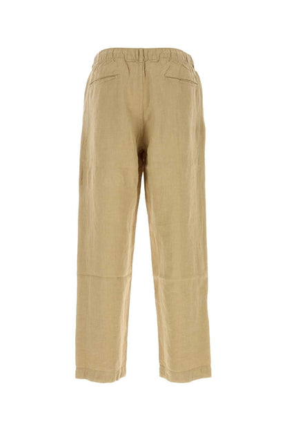 Polo Ralph Lauren Pleated Linen Trousers — Beige