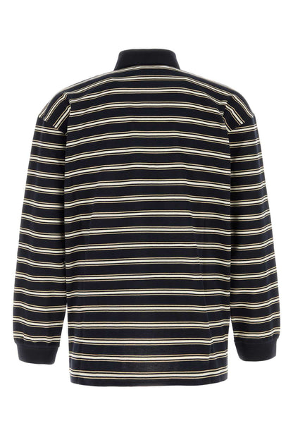 Bottega Veneta Striped Cotton Polo — Navy