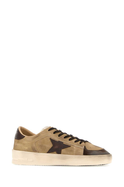 Golden Goose Deluxe Brand Suede and Leather Star-Patch Sneaker — Beige