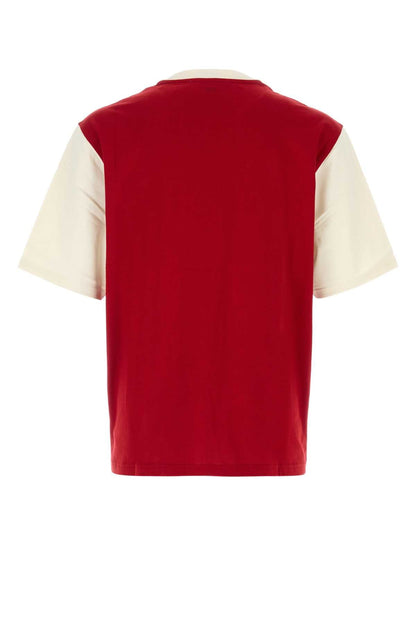 AMI Paris Logo-Embroidered T-Shirt — Red