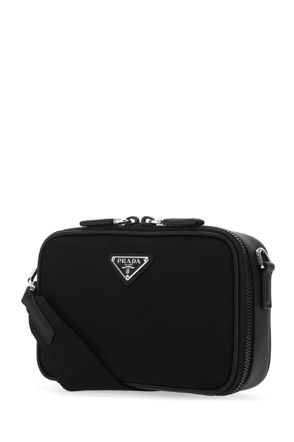 Prada Leather and Nylon Crossbody Bag — Black