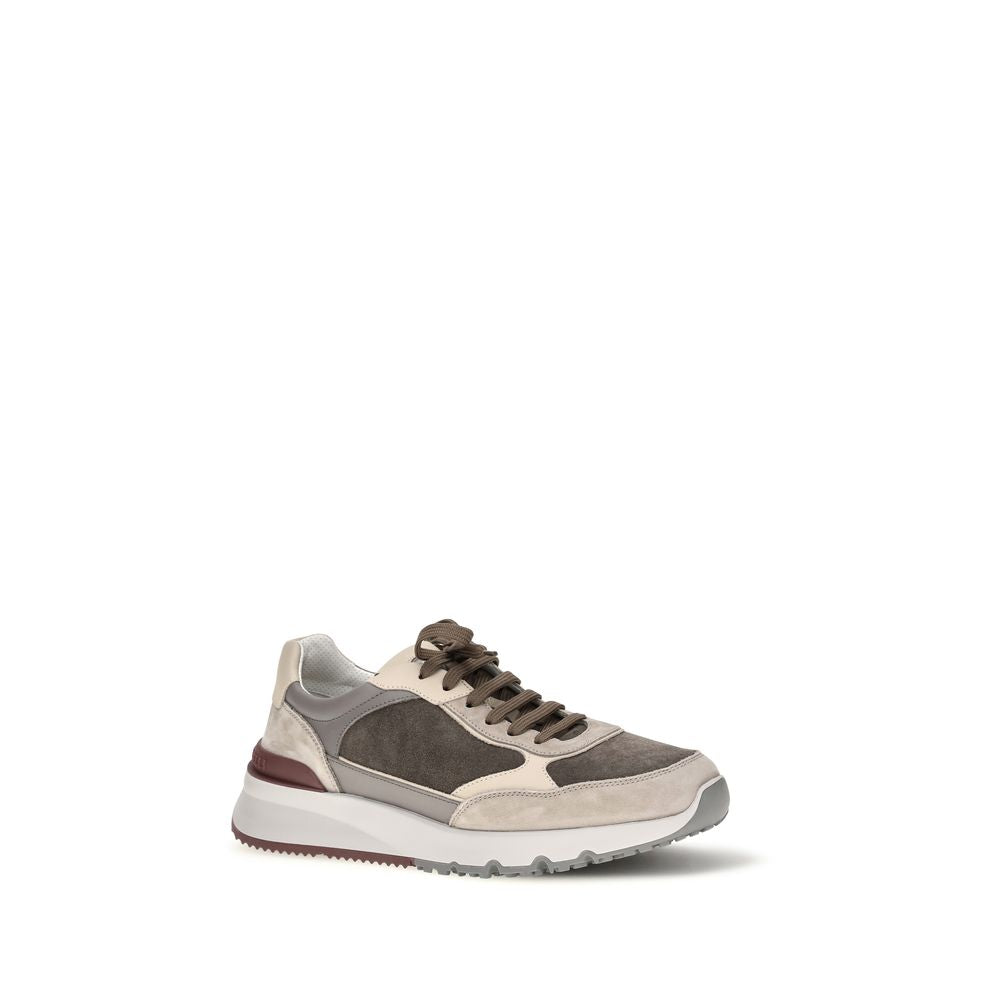 Brunello Cucinelli Calf Leather Chunky Sneaker — Gray