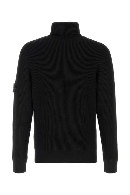 Stone Island Ribbed Virgin Wool Sweater — Black
