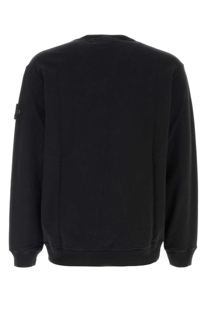 Stone Island Cotton-Blend Crew Sweatshirt — Black