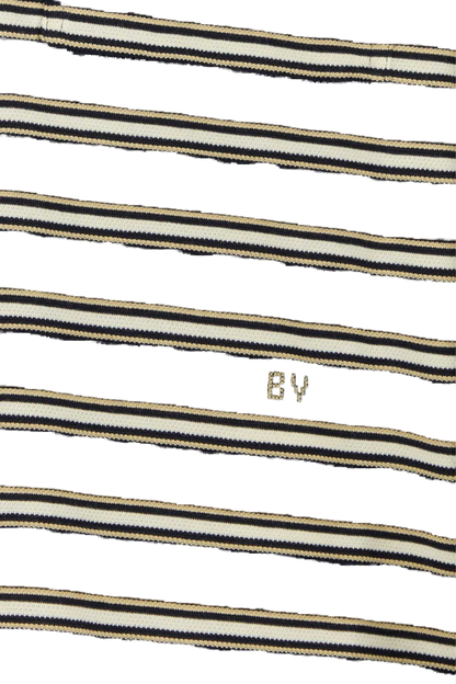 Bottega Veneta Striped Cotton Polo — Navy