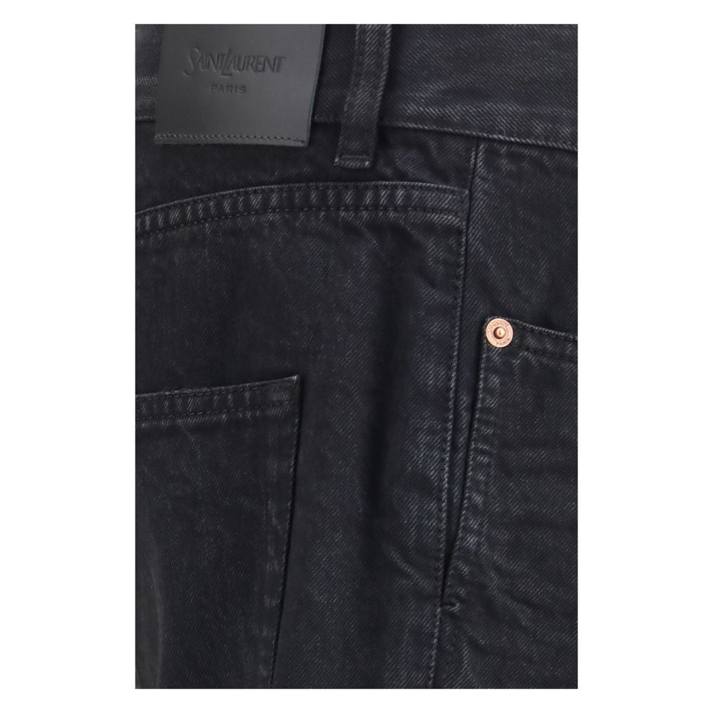 Saint Laurent Cotton Slim Fit Jeans — Black