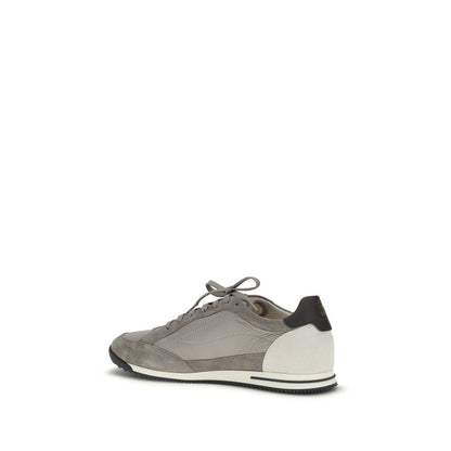 Brunello Cucinelli Mixed Material Low-Top Sneakers — Gray