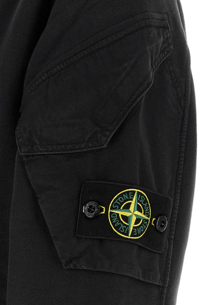 Stone Island Cotton Zip Hoodie Hoodie — Black