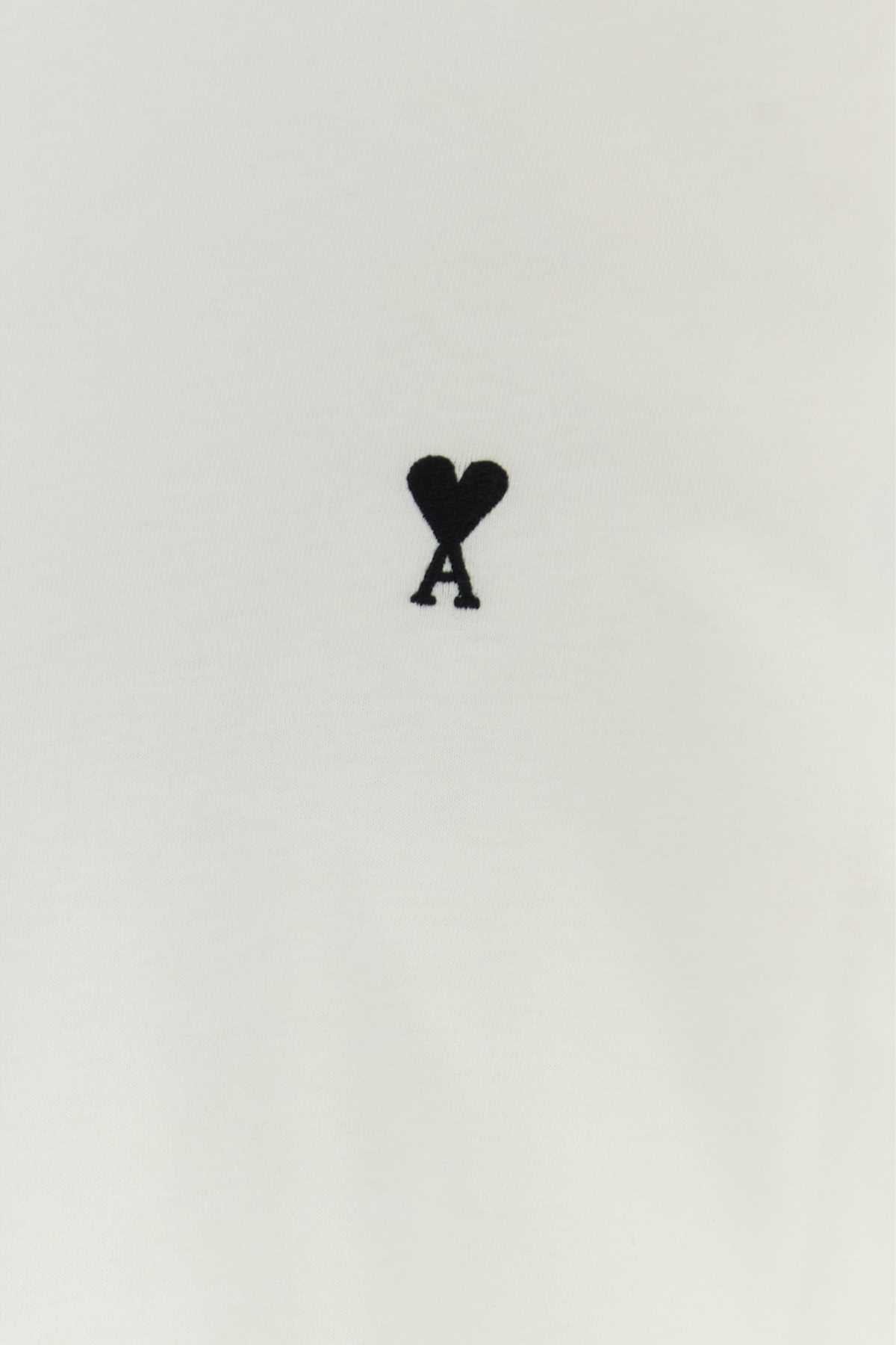 AMI Paris Logo-Embroidered T-shirt — White