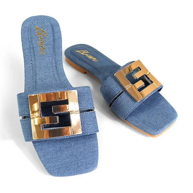 Kyra Signature Flat Sandals Denim