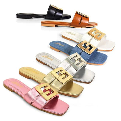 Kyra Signature Flat Sandals Denim