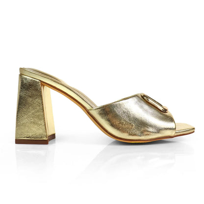 Leana Luxe Block Heels Gold