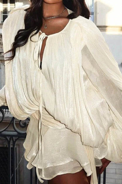 Lumière Drape Luxe Shorts Set - Tan