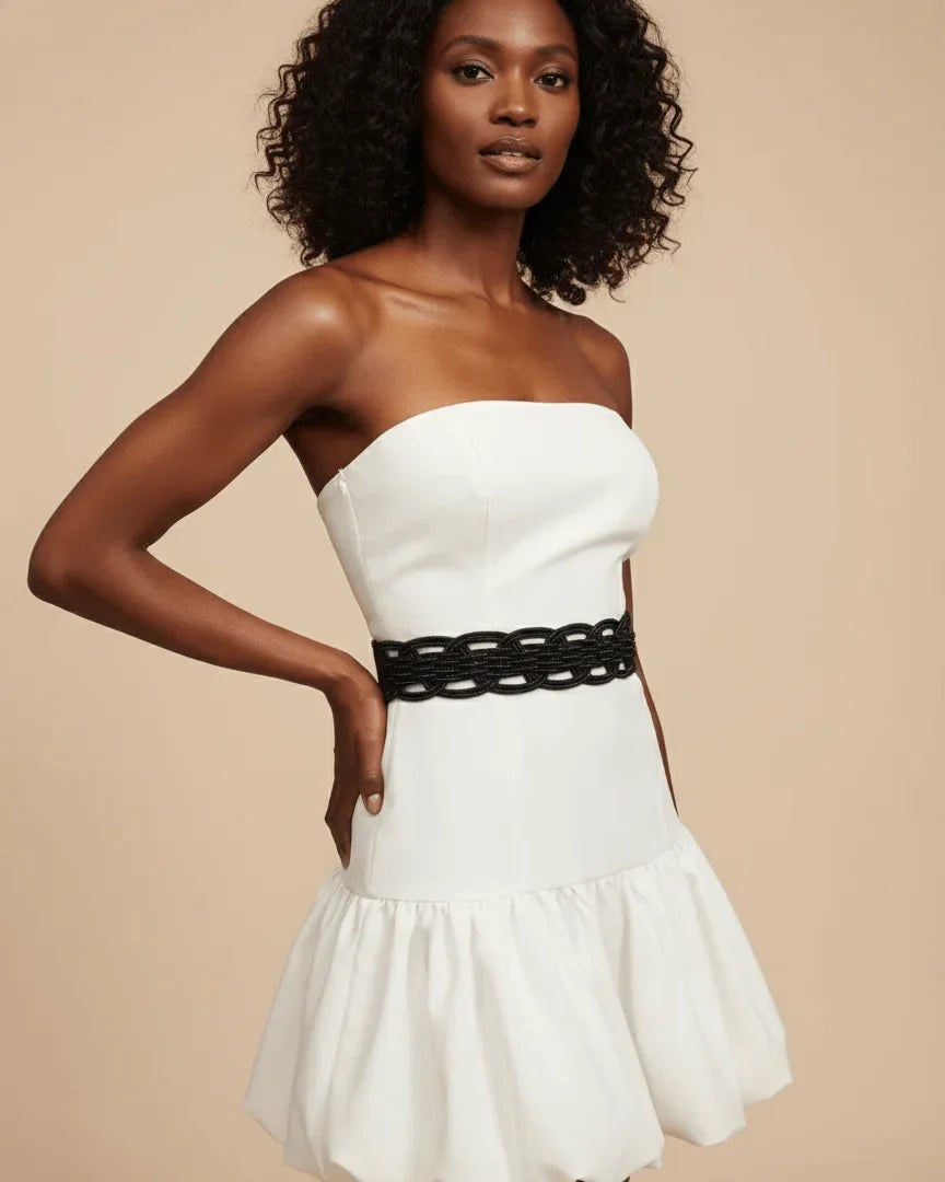 Luna Wave Elastic Waist Belt in Black