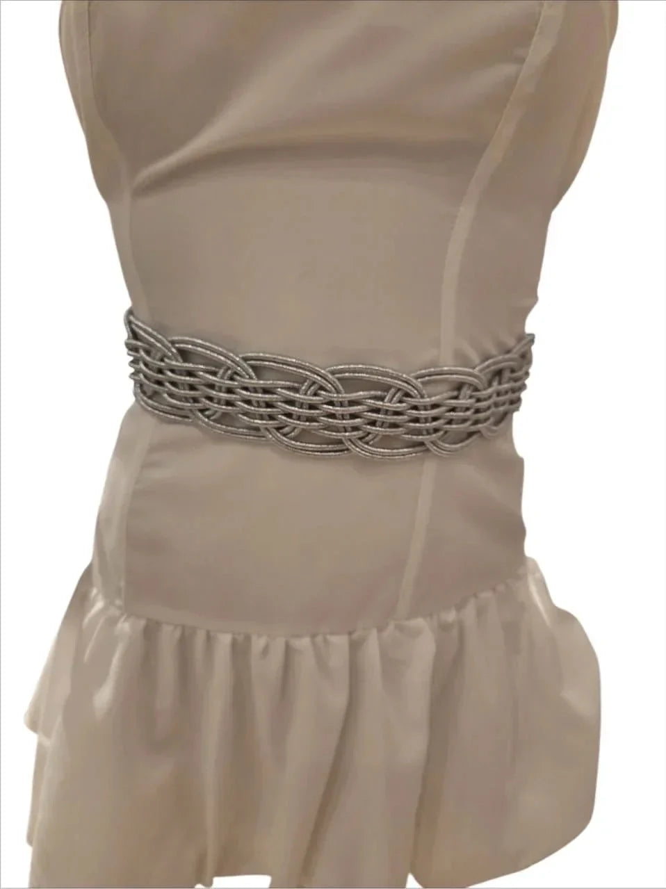 Luna Wave Elastic Waist Belt in Silver