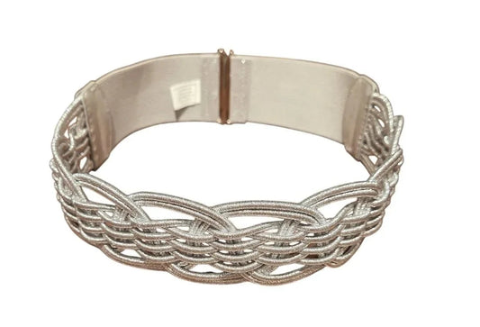 Luna Wave Elastic Waist Belt in Silver