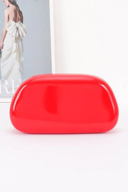 Luxe Metal Handle Case Clutch - Red