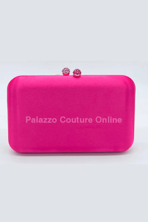 Luxe Silk Pink Evening Clutch with Rhinestone Detail