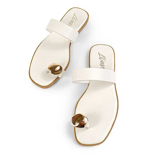 Luxe Stride Indigo Sandals - Cream