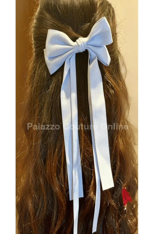 Luxury Double Ribbon Hair Bow  (Baby Blue)