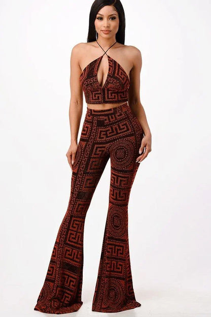 Metallic pant set Bralette with Stretch Fit