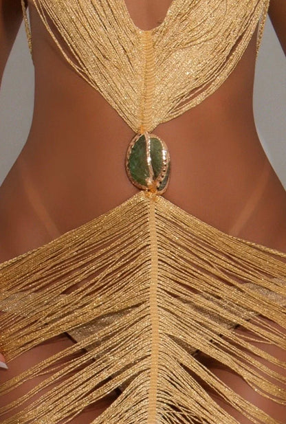 Mirage Drape Cover Up Maxi Dress - Gold