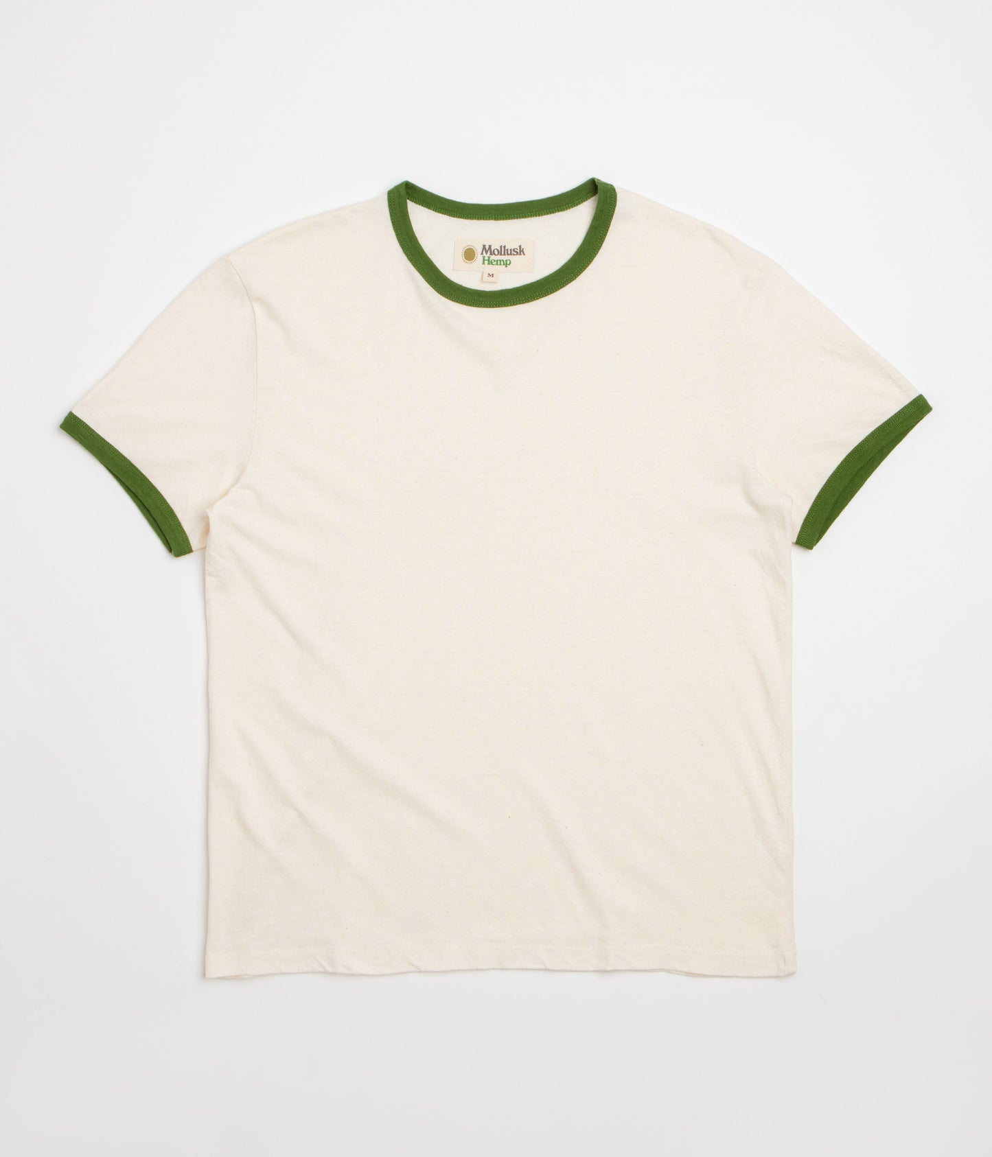 Mollusk Hemp Ringer T-Shirt - Natural / Rover Green
