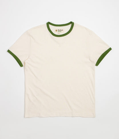 Mollusk Hemp Ringer T-Shirt - Natural / Rover Green