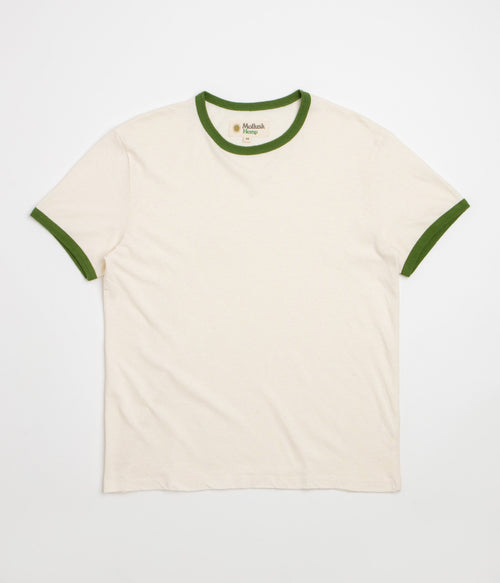 Mollusk Hemp Ringer T-Shirt - Natural / Rover Green