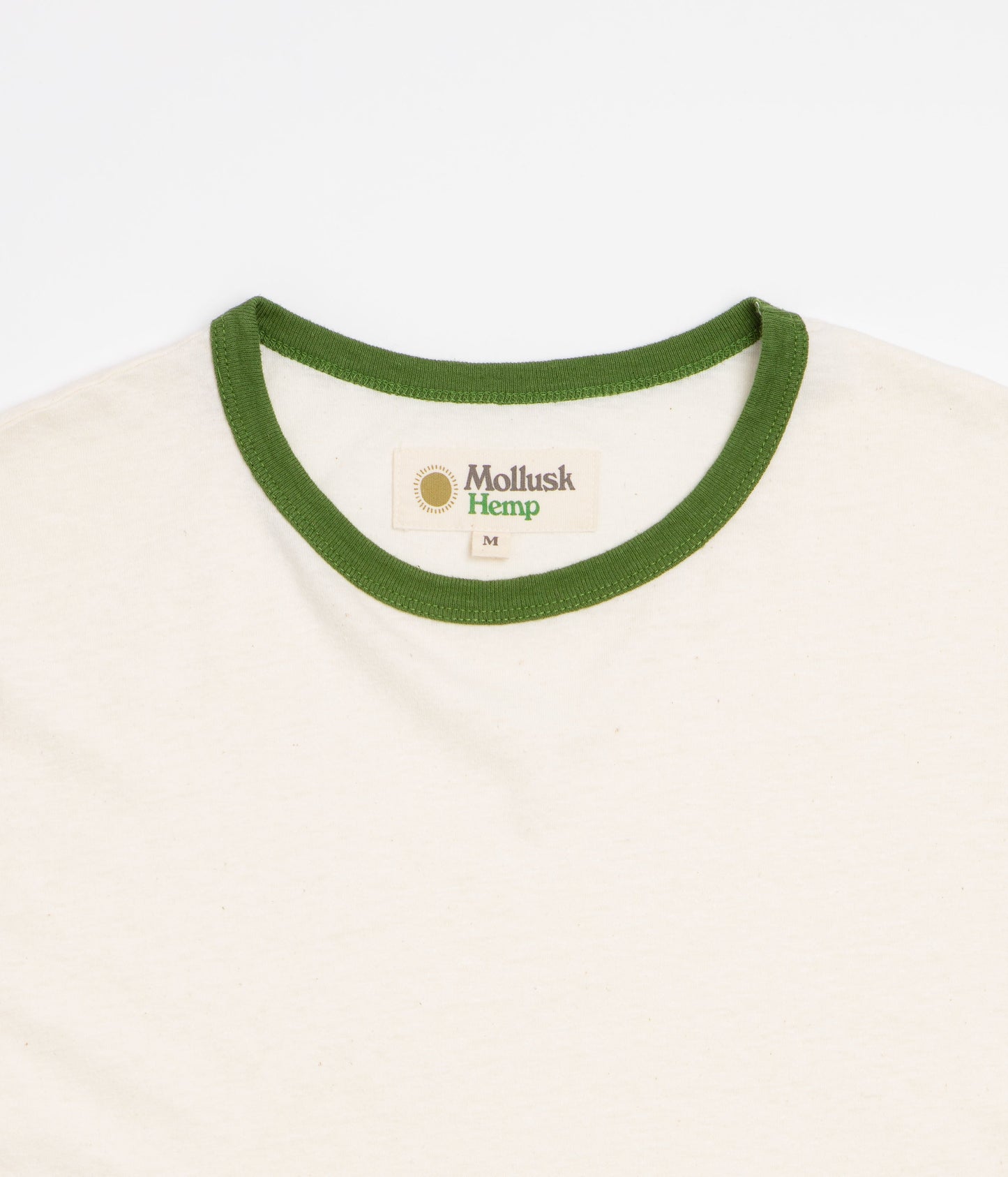 Mollusk Hemp Ringer T-Shirt - Natural / Rover Green