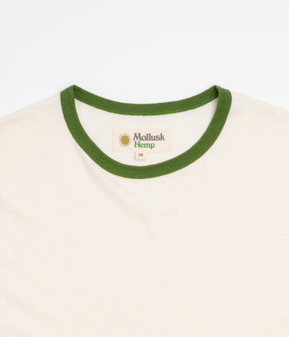 Mollusk Hemp Ringer T-Shirt - Natural / Rover Green
