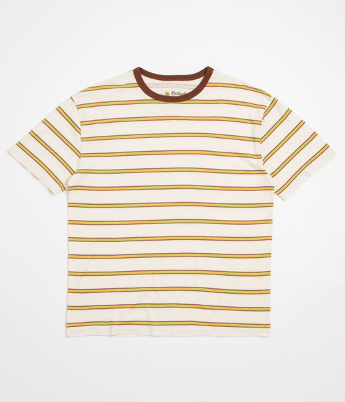 Mollusk Hemp T-Shirt - Brown / Gold Stripe