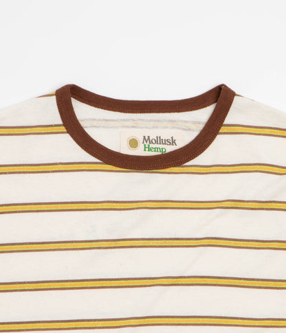 Mollusk Hemp T-Shirt - Brown / Gold Stripe