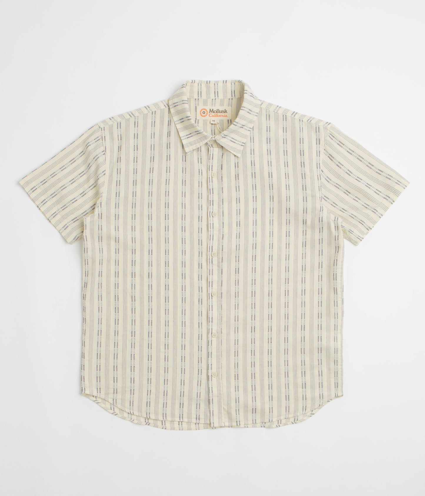 Mollusk Summer Short Sleeve Shirt - Natural / Navy Dobby
