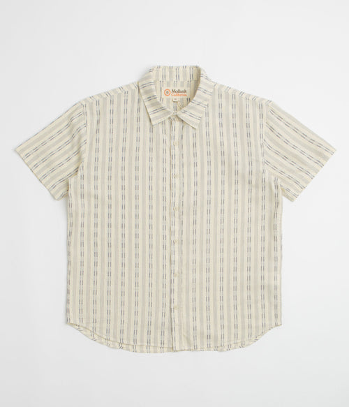 Mollusk Summer Short Sleeve Shirt - Natural / Navy Dobby